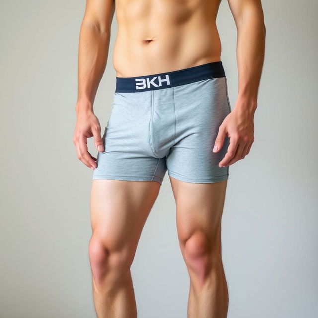 A man wearing boxer shorts, standing in a casual pose