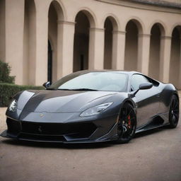 A stunning sports car incorporating the raw power and aggressive design of a Lamborghini with the intricate Italian elegance of a Maserati.