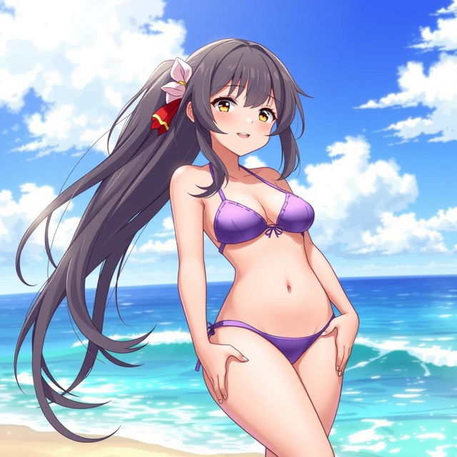 A detailed illustration of a character named Nimu wearing a bikini