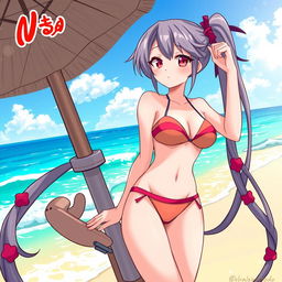 A detailed illustration of a character named Nimu wearing a bikini