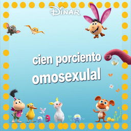 A movie poster in the style of Pixar that prominently features the text 'cien porciento omosexual'