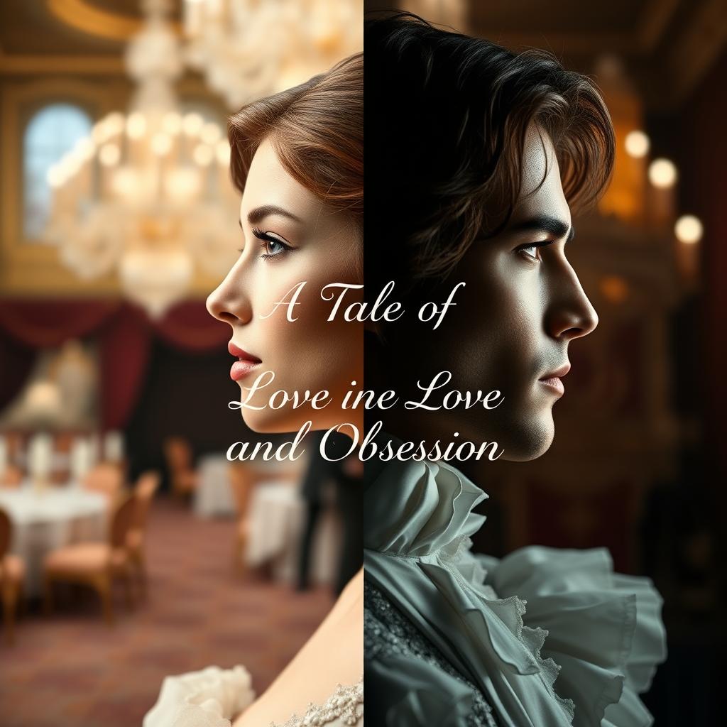 A split image of the main female character's face—one side showing her in a soft, romantic light as she looks towards the Duke, with a gentle expression of love