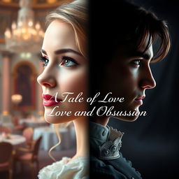 A split image of the main female character's face—one side showing her in a soft, romantic light as she looks towards the Duke, with a gentle expression of love