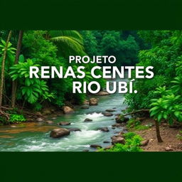 Create an image depicting the 'PROJETO RENASCENTES DO RIO UBÁ,' which focuses on the forest restoration of degraded areas and the promotion of socio-environmental integrity in the Amazonian hydroterritories