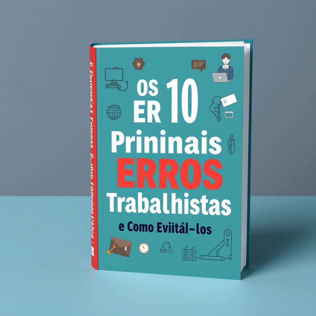 Create an e-book cover for a book titled 'Os 10 Principais Erros Trabalhistas e Como Evitá-los'