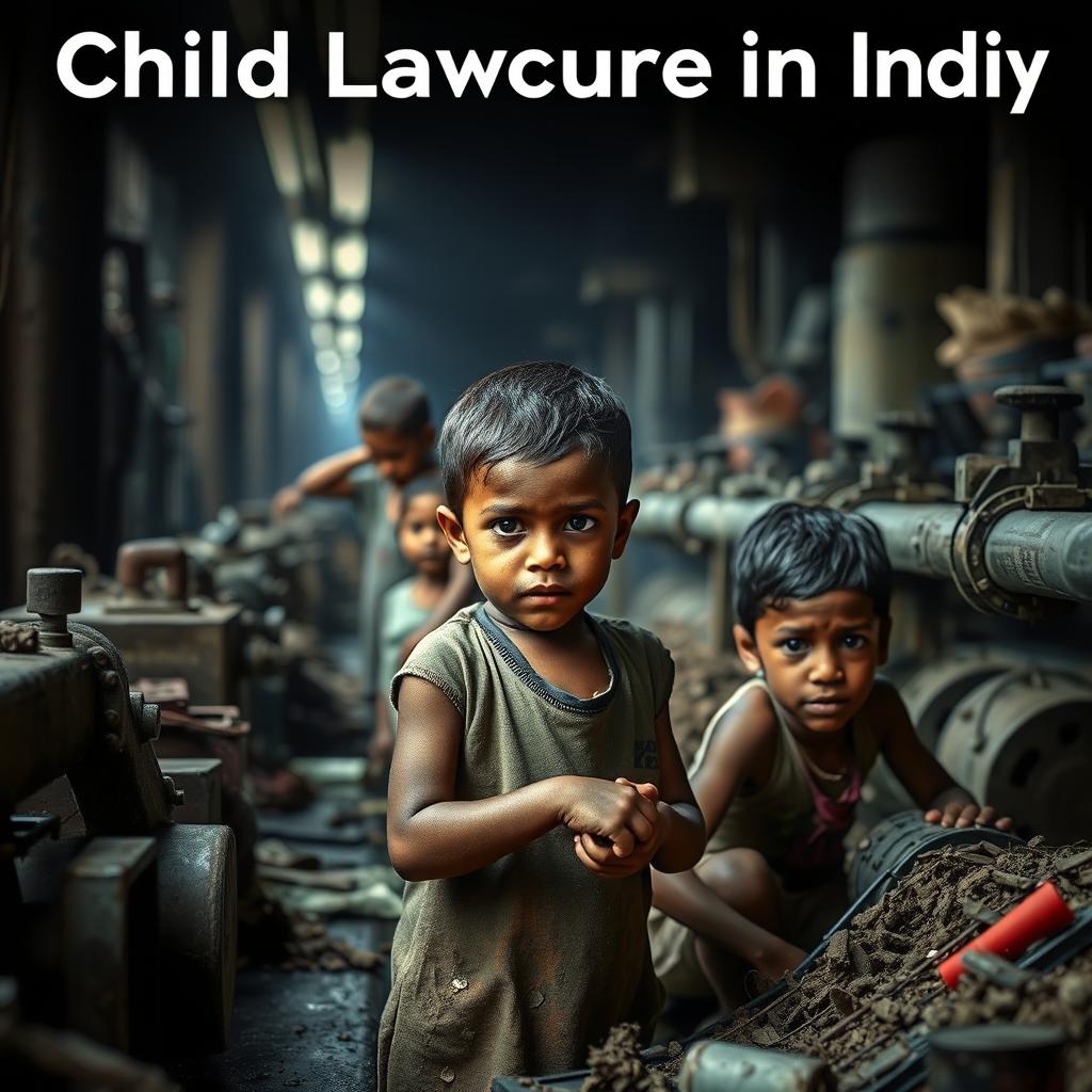 A powerful and thought-provoking image depicting the issue of child labour in India