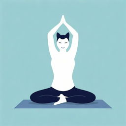 A two-dimensional vector illustration depicting an individual in the cat-cow yoga pose, drawn in minimalist and modern style.