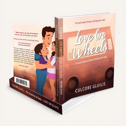 Design an animated book cover for a romance novel titled 'Love On Wheels