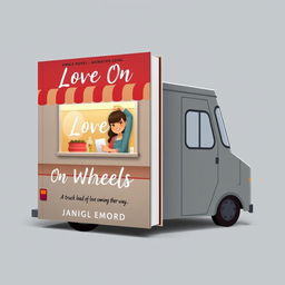 Design an animated book cover for a romance novel titled 'Love On Wheels