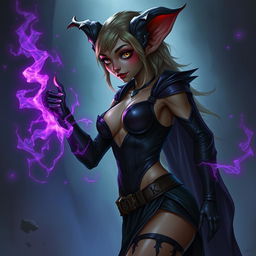 A female kobold arcane rogue, depicted in a seductive manner