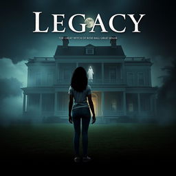 Create a movie poster for a film titled 'Legacy' about the white witch of Rose Hall and The Great House