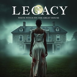 Create a movie poster for a film titled 'Legacy' about the white witch of Rose Hall