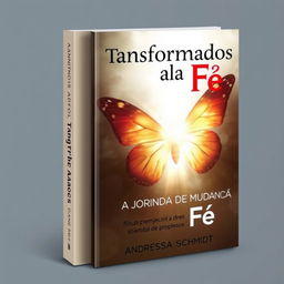 Book cover titled 'Transformados pela Fé: A Jornada de Mudança em Cristo' by Andressa Schmidt