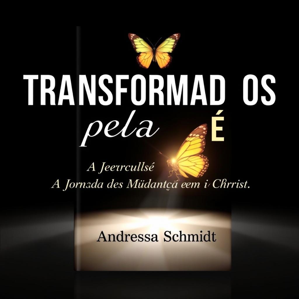 A book cover for an eBook titled 'Transformados pela Fé: A Jornada de Mudança em Cristo'