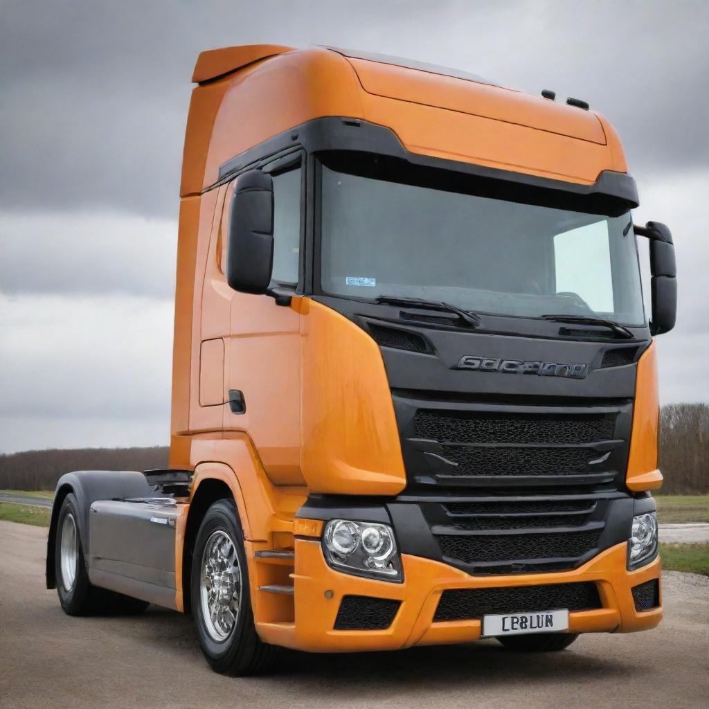 An unusual fusion of Lamborghini's aggressive design and power with the robust, industrial features of a Scania truck.