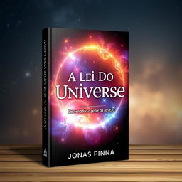 Create a book cover with the title 'A Lei Do Universo' and the subtitle 'Desvendando o poder da atração' written by Jonas Pinna