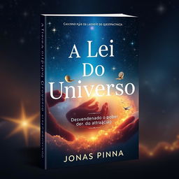 Create a book cover with the title 'A Lei Do Universo' and the subtitle 'Desvendando o poder da atração' written by Jonas Pinna