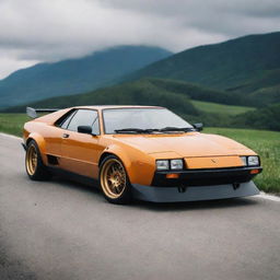 An unconventional fusion of the aggressive sports car aesthetics of a Lamborghini with the chunky, simplistic design of a Lada.