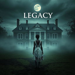 Create a movie poster for a film titled 'Legacy' about the white witch of Rose Hall and The Great House