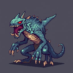 Create a concept art of a monster designed for a pixelated 2D game