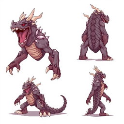 Create concert art of a monster from multiple angles to fully understand its design