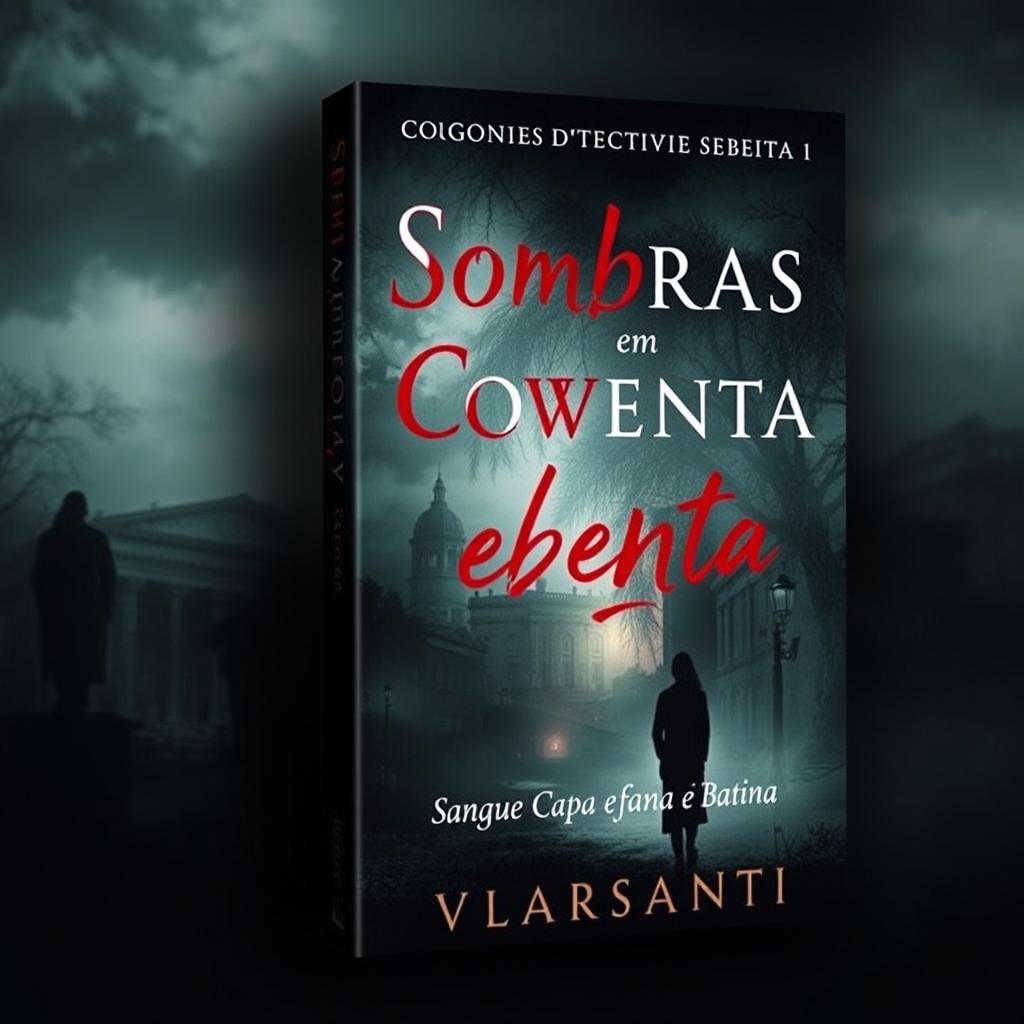 Create a book cover for a romance detective novel set in Coimbra about university student murders