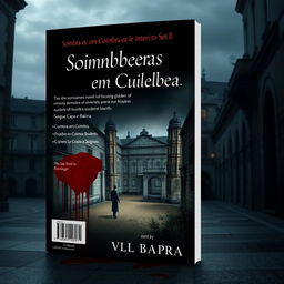 Create a book cover for a crime romance novel set in Coimbra, focusing on the murders of university students