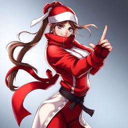 Create an image of Mai Shiranui, the iconic character from the King of Fighters and Fatal Fury series