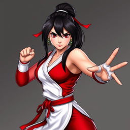 Create an image of Mai Shiranui, the iconic character from the King of Fighters and Fatal Fury series