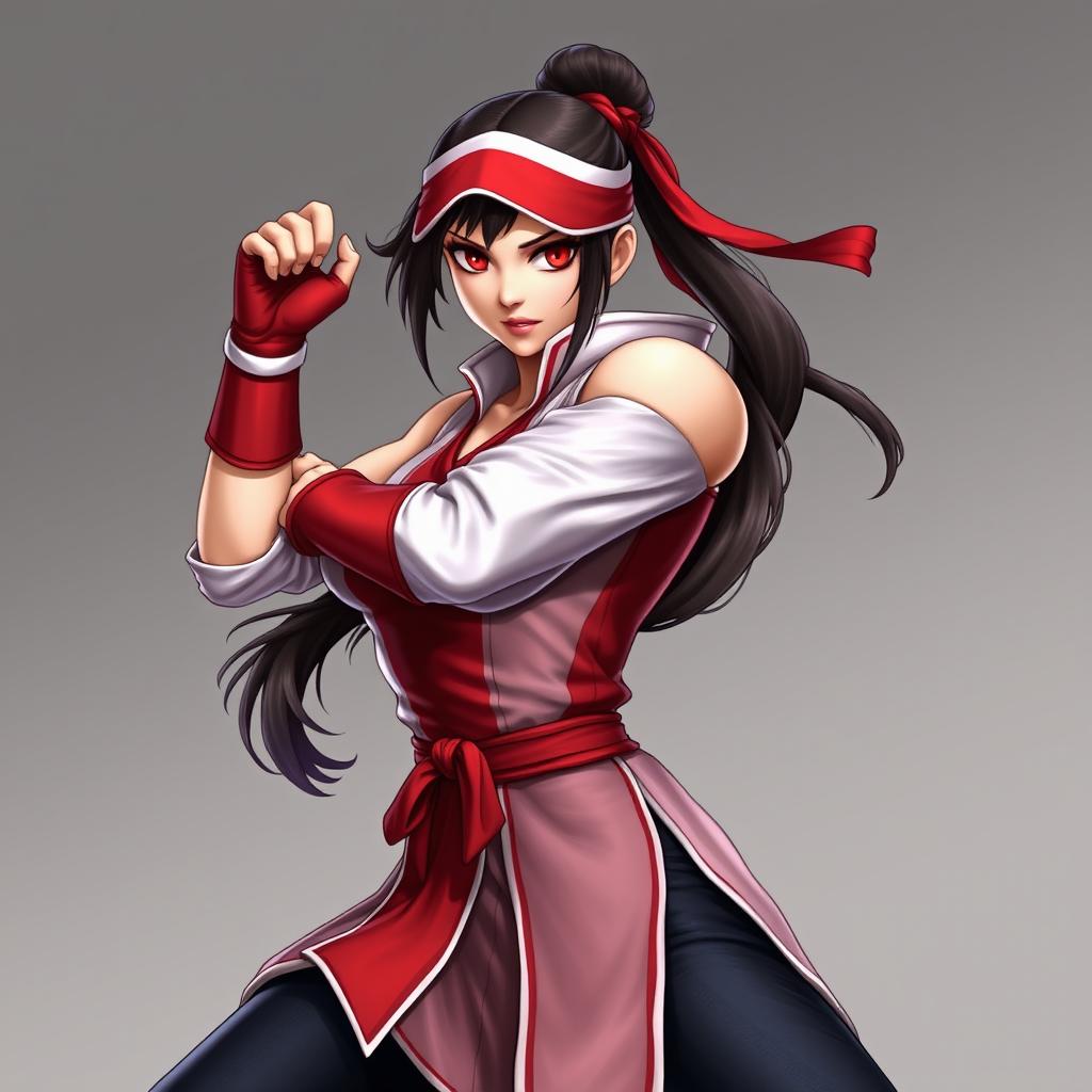 Create an image of Mai Shiranui, the iconic character from the King of Fighters and Fatal Fury series