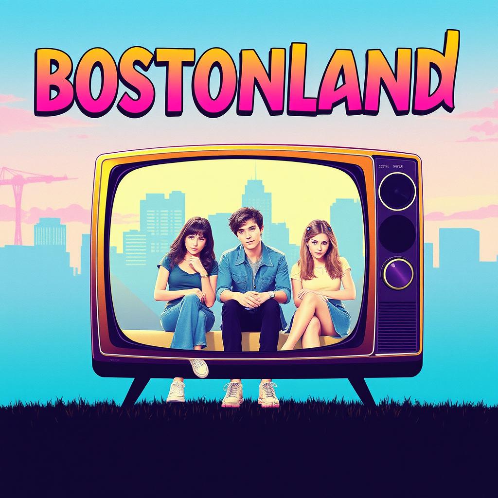 Create a TV show poster for a fictional show called "Bostonland"