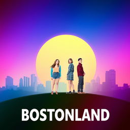 Create a TV show poster for a fictional show called "Bostonland"