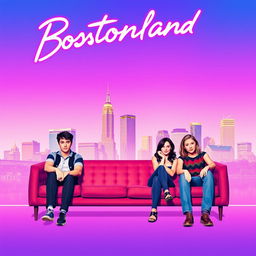 Create a TV show poster for a fictional show called "Bostonland"