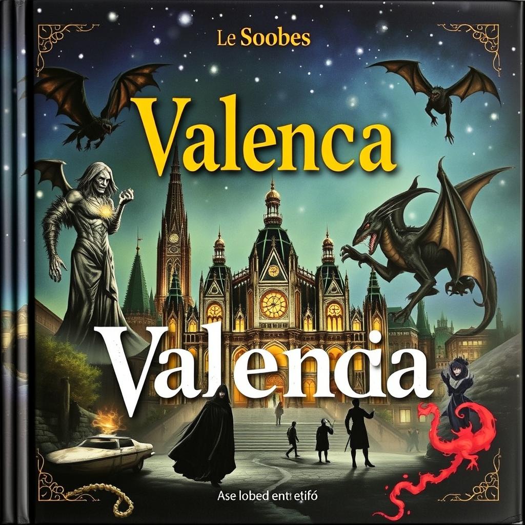 Portada de un libro sobre Valencia con imágenes de brujas, demonios y dragones, todo envuelto en un ambiente de misterio