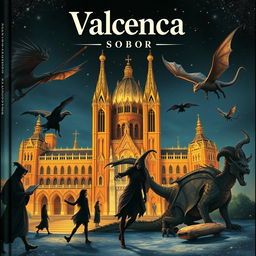 Portada de un libro sobre Valencia con imágenes de brujas, demonios y dragones, todo envuelto en un ambiente de misterio