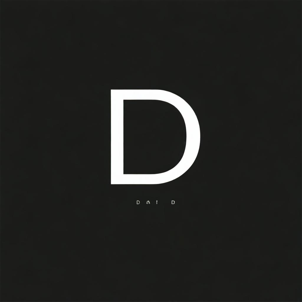 Create a text logo featuring the letters 'DA' displayed on a black screen