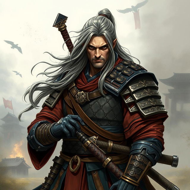 A detailed illustration of a samurai witcher