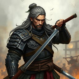 A detailed illustration of a samurai witcher