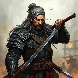 A detailed illustration of a samurai witcher