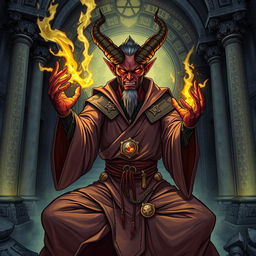 A detailed illustration of a half demon monk sorcerer