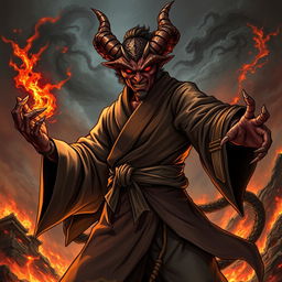 A detailed illustration of a demon monk