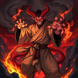 A detailed illustration of a demon monk