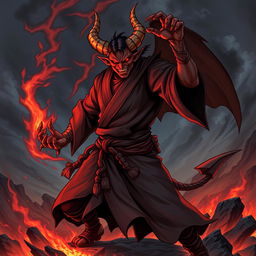 A detailed illustration of a demon monk