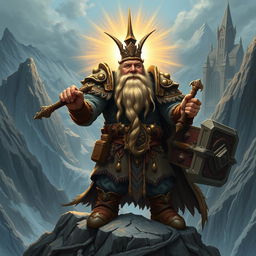 A detailed illustration of a dwarf god