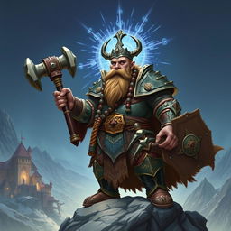 A detailed illustration of a dwarf god