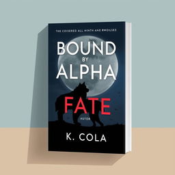 A flat image for a book cover with the title 'Bound by Alpha Fate' and author 'K