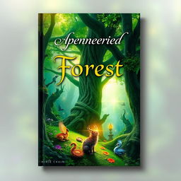 A captivating ebook cover featuring an enchanted forest with mystical creatures