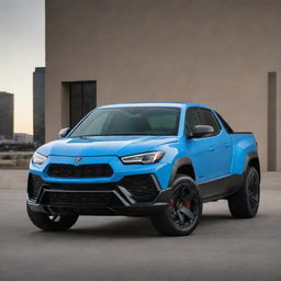 A bold, unconventional mix of Lamborghini's aggressive, sporty design and the robust, practical aesthetics of a GMC truck.