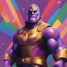 A creative and respectful illustration of Thanos, the Marvel character, depicted in a positive LGBTQ+ context