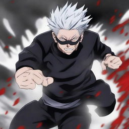 A dynamic and powerful illustration of Gojo Satoru from Jujutsu Kaisen